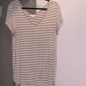 Tan & White Striped slinky t-shirt